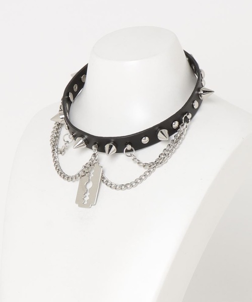 Salong hameu（サロン ハミュー）の「#サブカルファッション カミソリ×チェーンチョーカー メンズ レディース（チョーカー・レディース・ブラック×シルバー・FREE）」の4枚目の写真