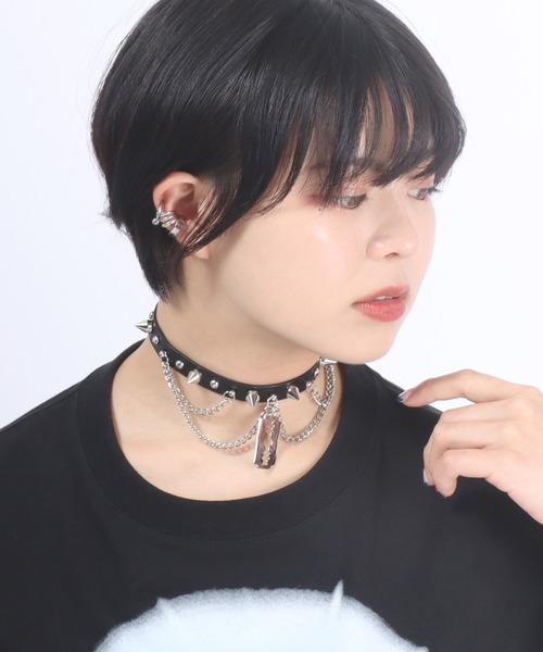 Salong hameu（サロン ハミュー）の「#サブカルファッション カミソリ×チェーンチョーカー メンズ レディース（チョーカー・レディース・ブラック×シルバー・FREE）」の5枚目の写真