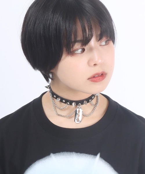 Salong hameu（サロン ハミュー）の「#サブカルファッション カミソリ×チェーンチョーカー メンズ レディース（チョーカー・レディース・ブラック×シルバー・FREE）」の7枚目の写真