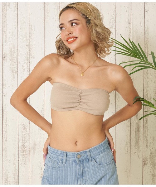 anap mimpi（アナップミンピ）の「テレコリブギャザーブラトップ（チューブトップ・レディース・ブラック/ダークグレー/ホワイト/ベージュ/キナリ・FREE）」の8枚目の写真