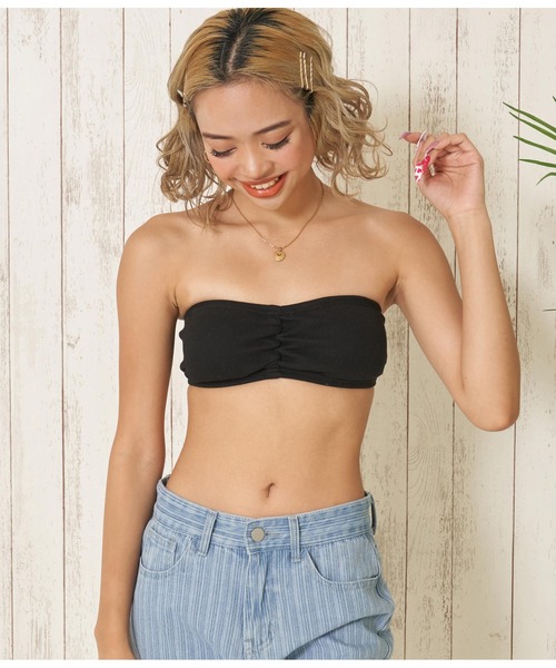 anap mimpi（アナップミンピ）の「テレコリブギャザーブラトップ（チューブトップ・レディース・ブラック/ダークグレー/ホワイト/ベージュ/キナリ・FREE）」の18枚目の写真