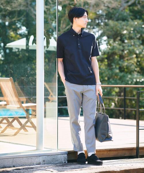 green label relaxing（グリーンレーベルリラクシング）の「DUADRY CLEAN バーズアイ ボタンダウン ポロシャツ -吸水速乾・抗菌-（ポロシャツ・メンズ・ダークグリーン/ライトブルー/ライトグレー/ネイビー/ダークグレー/ライム/ダークブラウン/ベージュ・S/M/L/XL）」の15枚目の写真