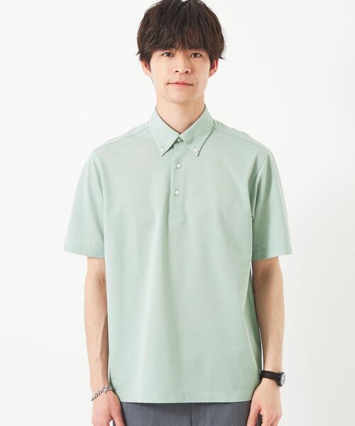 green label relaxing（グリーンレーベルリラクシング）の「DUADRY CLEAN バーズアイ ボタンダウン ポロシャツ -吸水速乾・抗菌-（ポロシャツ・メンズ・ダークグリーン/ライトブルー/ライトグレー/ネイビー/ダークグレー/ライム/ダークブラウン/ベージュ・S/M/L/XL）」の10枚目の写真