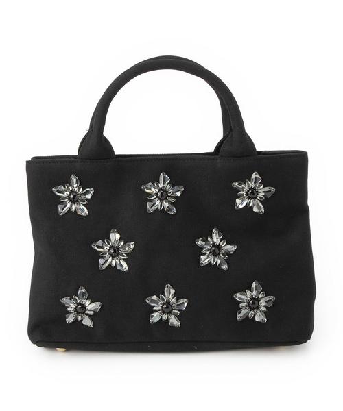 BEAUTY&YOUTH UNITED ARROWS(ビューティーアンドユースユナイテッドアローズ)の「BY キャンバス ビジューフラワー2WAYトート◆(トートバッグ・レディース・ブラック・フリー)」の5枚目の写真