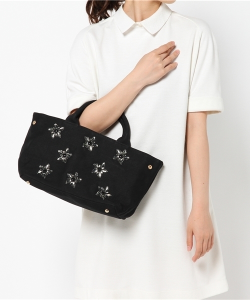 BEAUTY&YOUTH UNITED ARROWS(ビューティーアンドユースユナイテッドアローズ)の「BY キャンバス ビジューフラワー2WAYトート◆(トートバッグ・レディース・ブラック・フリー)」の8枚目の写真
