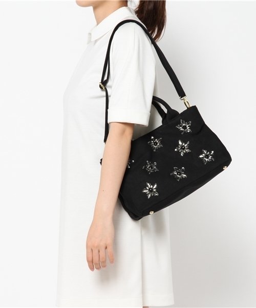 BEAUTY&YOUTH UNITED ARROWS(ビューティーアンドユースユナイテッドアローズ)の「BY キャンバス ビジューフラワー2WAYトート◆(トートバッグ・レディース・ブラック・フリー)」の9枚目の写真