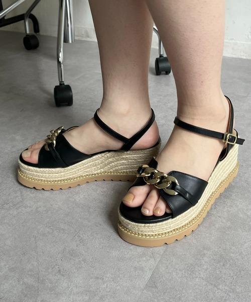 prose verse（プロズヴェール）の「チェーンデザインジュート厚底サンダル（サンダル・レディース・ブラック/オフホワイト・SMALL/MEDIUM/LARGE）」の16枚目の写真