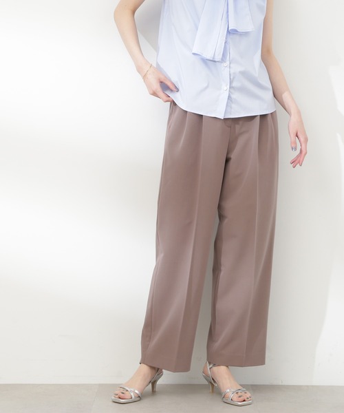 N.（N. Natural Beauty Basic）（エヌエヌナチュラルビューティーベーシック）の「【S Size Line】◆２タックトラウザーパンツ（スラックス・レディース・モカ/ブルー・SMALL/MEDIUM）」の2枚目の写真