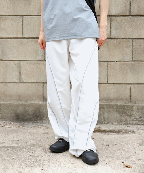 FOLLOWIN（フォロウィン）の「[UNISEX] 【長さ調節可能】【ストリートファッション必須アイテム】ストリングラインハイウエストバンディングパンツ（スウェットパンツ・メンズ・ホワイト/ブラック・FREE）」の4枚目の写真