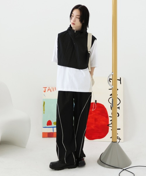 FOLLOWIN（フォロウィン）の「[UNISEX] 【長さ調節可能】【ストリートファッション必須アイテム】ストリングラインハイウエストバンディングパンツ（スウェットパンツ・メンズ・ホワイト/ブラック・FREE）」の13枚目の写真