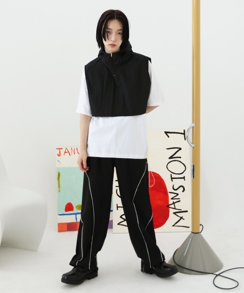 FOLLOWIN（フォロウィン）の「[UNISEX] 【長さ調節可能】【ストリートファッション必須アイテム】ストリングラインハイウエストバンディングパンツ（スウェットパンツ・メンズ・ホワイト/ブラック・FREE）」の15枚目の写真