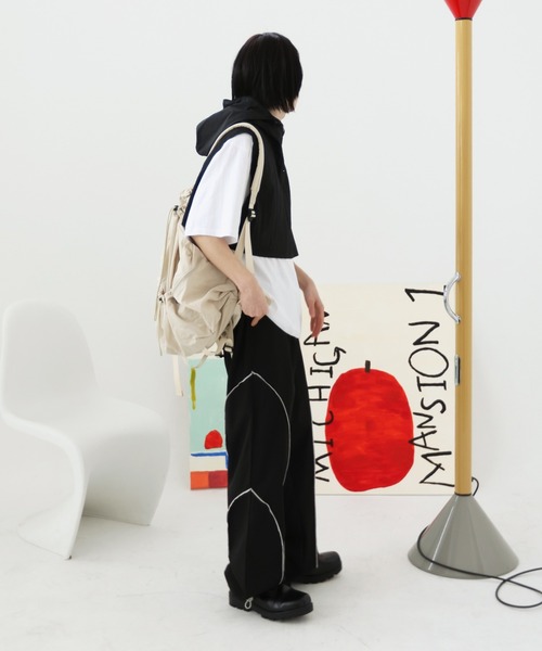 FOLLOWIN（フォロウィン）の「[UNISEX] 【長さ調節可能】【ストリートファッション必須アイテム】ストリングラインハイウエストバンディングパンツ（スウェットパンツ・メンズ・ホワイト/ブラック・FREE）」の11枚目の写真