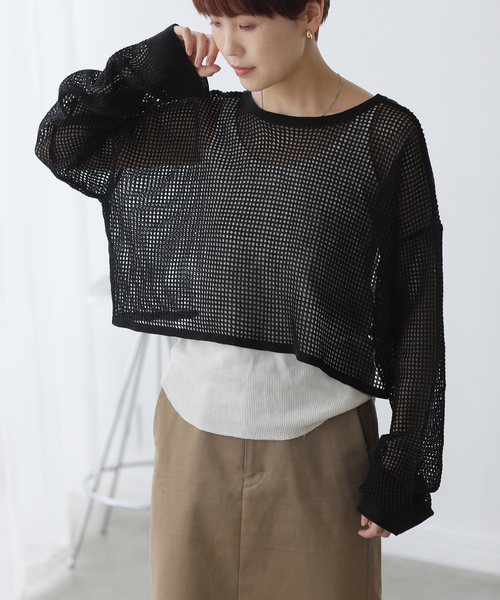 La TOTALITE(ラトータリテ)の「【TORRAZZO DONNA/トラッゾドンナ】2WAY mesh knit tops(ニット/セーター・レディース・ホワイト/ブラック・FREE)」の20枚目の写真