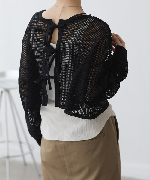 La TOTALITE(ラトータリテ)の「【TORRAZZO DONNA/トラッゾドンナ】2WAY mesh knit tops(ニット/セーター・レディース・ホワイト/ブラック・FREE)」の21枚目の写真