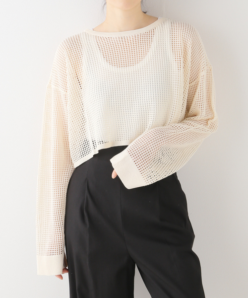 La TOTALITE(ラトータリテ)の「【TORRAZZO DONNA/トラッゾドンナ】2WAY mesh knit tops(ニット/セーター・レディース・ホワイト/ブラック・FREE)」の13枚目の写真