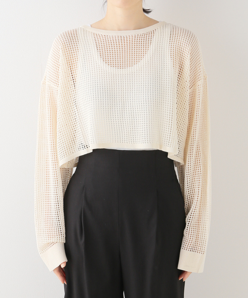 La TOTALITE(ラトータリテ)の「【TORRAZZO DONNA/トラッゾドンナ】2WAY mesh knit tops(ニット/セーター・レディース・ホワイト/ブラック・FREE)」の14枚目の写真