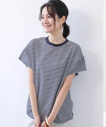 トップス Tシャツ レディース ボーダー 袖あり 半袖 ゆったり Uネック レディース トップス カットソー 半袖 コットン UVカット 大きいサイズ ゆったり 春夏 体型カバー 夏 半袖 ティーシャツ Tシャツ レディース