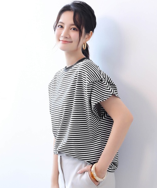 トップス Tシャツ シャツ カットソー 白シャツ トップス 袖あり 半袖 ボリューム袖 Uネック ラウンドネック 襟なし かわいい シンプル カジュアル おしゃれ tシャツ レディース 長袖 カジュアル vネック uネック 長袖t