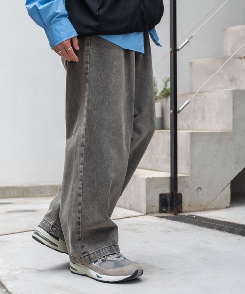 WEGO（ウィゴー）の「WEGO/スケーターズ タックワイドデニムパンツ（デニムパンツ・メンズ・ブラック系その他/グリーン系その他/スカイブルー/パープル系その他/レッド系その他/イエロー系その他・MEDIUM/LARGE）」の5枚目の写真