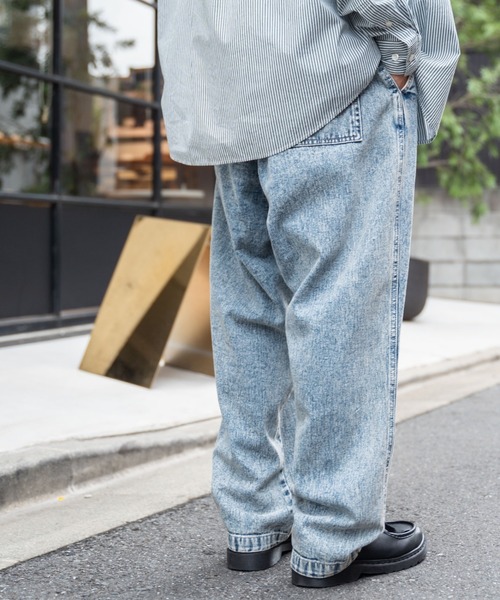 セール】WEGO/スケーターズ タックワイドデニムパンツ（デニム