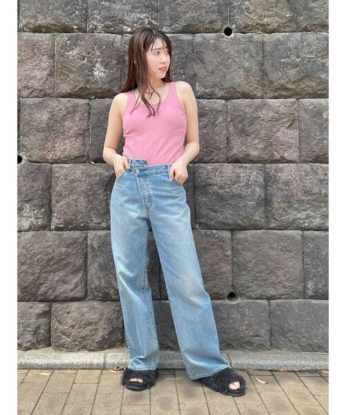 Ungrid(アングリッド)の「ランダムテレコタンクトップ(Tシャツ/カットソー・レディース・ターコイズブルー/イエロー/ピンク/チャコールグレー/オフホワイト・FREE)」の20枚目の写真