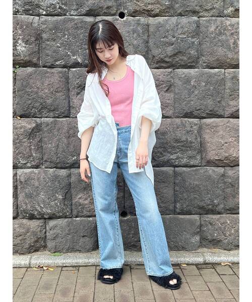 Ungrid(アングリッド)の「ランダムテレコタンクトップ(Tシャツ/カットソー・レディース・ターコイズブルー/イエロー/ピンク/チャコールグレー/オフホワイト・FREE)」の21枚目の写真