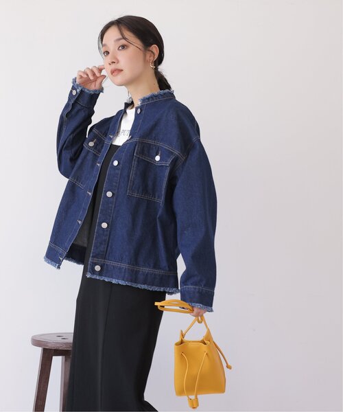 frames RAY CASSIN（フレームスレイカズン）の「ノーカラーGジャン（ブルゾン・レディース・インディゴブルー/ケミカルウォッシュ/ブラック系・FREE）」の15枚目の写真