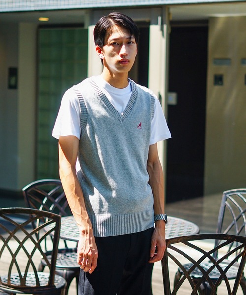 KANGOL（カンゴール）の「【KANGOL/カンゴール】スクールベスト 制服　高校生　中学生　JK　DK　ユニセックス　コットン100％　ロゴ刺繍　ワンポイント（ベスト・メンズ・グレー/ベージュ/ネイビー/ブラック・MEDIUM/LARGE）」の12枚目の写真