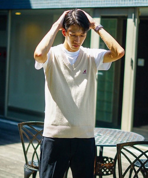 KANGOL（カンゴール）の「【KANGOL/カンゴール】スクールベスト 制服　高校生　中学生　JK　DK　ユニセックス　コットン100％　ロゴ刺繍　ワンポイント（ベスト・メンズ・グレー/ベージュ/ネイビー/ブラック・MEDIUM/LARGE）」の16枚目の写真