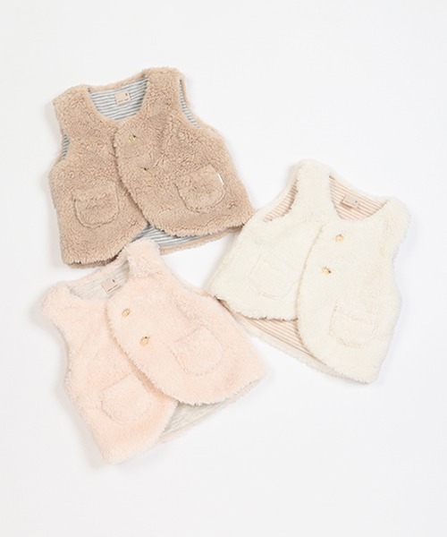 petit main（プティマイン）の「ボアベスト（ベスト・キッズ・アイボリー/ベージュ/ライトピンク・70cm/80ｃｍ）」の11枚目の写真