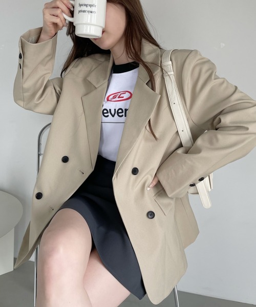 Ada.（エイダ）の「ベーシックな1枚で大人に♪肩にかけるだけでも雰囲気おしゃれ テーラード ジャケット（テーラードジャケット・レディース・ブラウン/ブラック/ネイビー/ベージュ/グレー系その他/グレー/カーキ・S/M/L）」の5枚目の写真