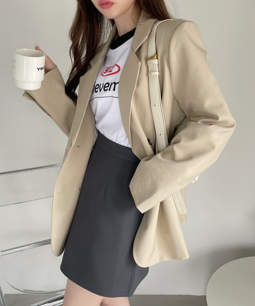Ada.（エイダ）の「ベーシックな1枚で大人に♪肩にかけるだけでも雰囲気おしゃれ テーラード ジャケット（テーラードジャケット・レディース・ブラウン/ブラック/ネイビー/ベージュ/グレー系その他/グレー/カーキ・S/M/L）」の14枚目の写真