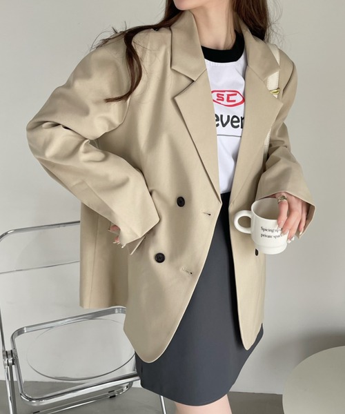 Ada.（エイダ）の「ベーシックな1枚で大人に♪肩にかけるだけでも雰囲気おしゃれ テーラード ジャケット（テーラードジャケット・レディース・ブラウン/ブラック/ネイビー/ベージュ/グレー系その他/グレー/カーキ・S/M/L）」の12枚目の写真