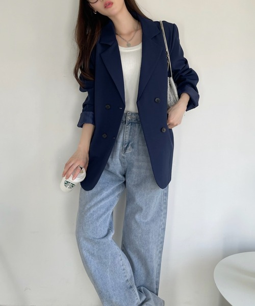 Ada.（エイダ）の「【お気に入り11万人突破】新色追加　ベーシックな1枚で大人に♪肩にかけるだけでも雰囲気おしゃれ テーラード ジャケット（テーラードジャケット・レディース・ブラウン/ブラック/ネイビー/ベージュ/グレー系その他/グレー/カーキ/ブルー系その他/アイボリー・S/M/L）」の20枚目の写真