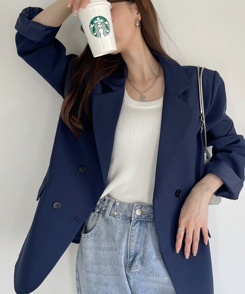 Ada.（エイダ）の「【お気に入り11万人突破】新色追加　ベーシックな1枚で大人に♪肩にかけるだけでも雰囲気おしゃれ テーラード ジャケット（テーラードジャケット・レディース・ブラウン/ブラック/ネイビー/ベージュ/グレー系その他/グレー/カーキ/ブルー系その他/アイボリー・S/M/L）」の21枚目の写真