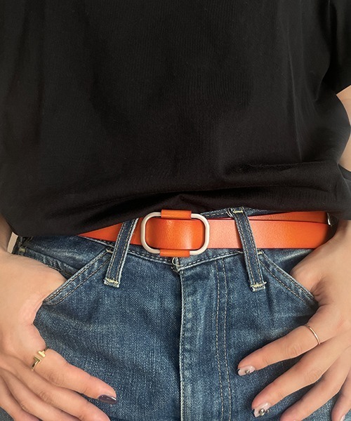 ディースクエアード バナナ バックル レザー ベルト ブラウン デカバックル DSQUARED2 【中古】ディースクエアード ビッグバックル レザー