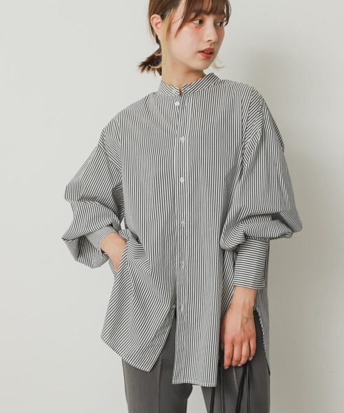 SENSE OF PLACE by URBAN RESEARCH(センスオブプレイスバイアーバンリサーチ)の「『一部WEB限定カラー』カラーコクーンスリーブシャツ(シャツ/ブラウス・レディース・オフホワイト/ブラック系その他/イエロー系その他/ブルー系その他/グリーン系その他・ONE)」の3枚目の写真