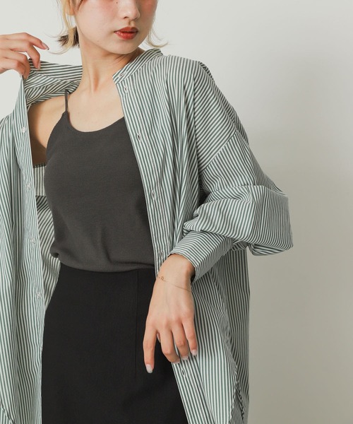 SENSE OF PLACE by URBAN RESEARCH(センスオブプレイスバイアーバンリサーチ)の「『一部WEB限定カラー』カラーコクーンスリーブシャツ(シャツ/ブラウス・レディース・オフホワイト/ブラック系その他/イエロー系その他/ブルー系その他/グリーン系その他・ONE)」の4枚目の写真