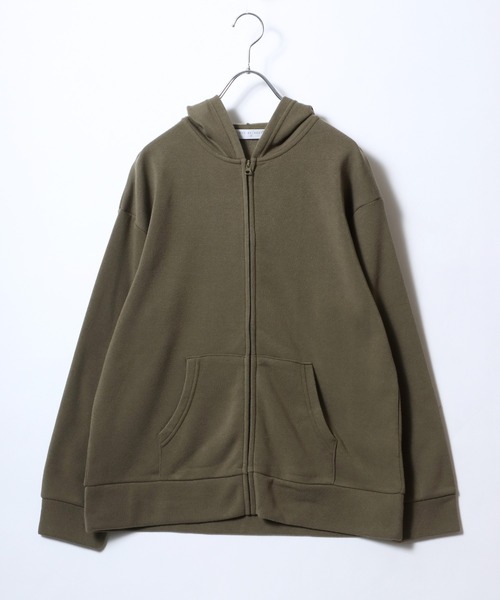 Salong hameu(サロン ハミュー)の「裏起毛 ビッグシルエット ジップパーカー レディース/スウェットパーカー 無地 フーディー(パーカー・レディース・ブラック/ホワイト系その他/カーキ/ダークグレー・M/L)」の11枚目の写真
