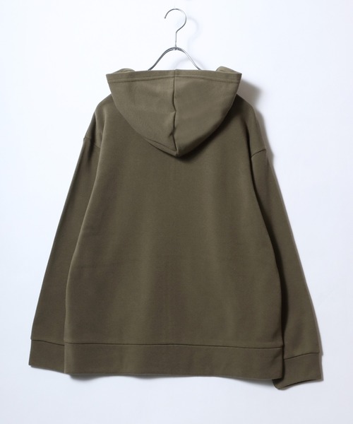 Salong hameu(サロン ハミュー)の「裏起毛 ビッグシルエット ジップパーカー レディース/スウェットパーカー 無地 フーディー(パーカー・レディース・ブラック/ホワイト系その他/カーキ/ダークグレー・M/L)」の12枚目の写真