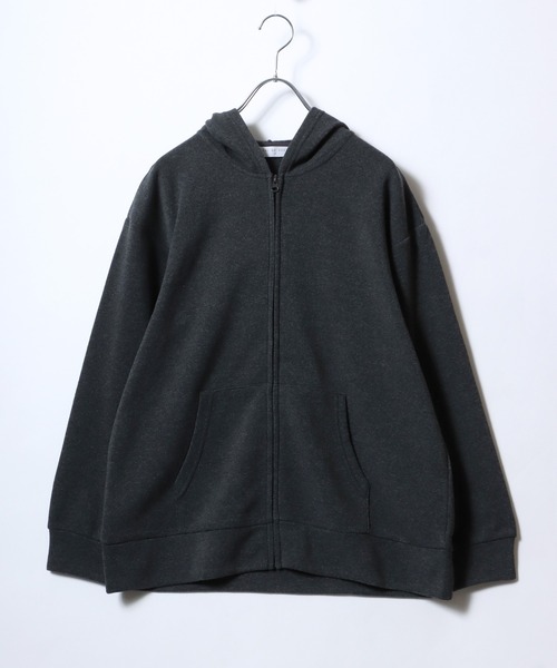 Salong hameu(サロン ハミュー)の「裏起毛 ビッグシルエット ジップパーカー レディース/スウェットパーカー 無地 フーディー(パーカー・レディース・ブラック/ホワイト系その他/カーキ/ダークグレー・M/L)」の9枚目の写真