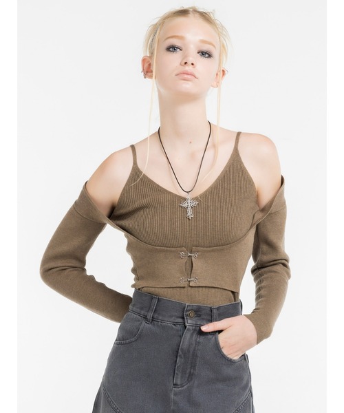 DURAS（デュラス）の「ボレロ風ドッキングニット（ニット/セーター・レディース・ブラック/ピンク/ブラウン・FREE）」の14枚目の写真