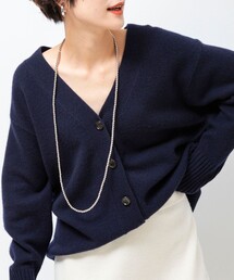 ◇【WEB限定】カシミヤブレンド長めVネックカーディガン(スコッチ釦)