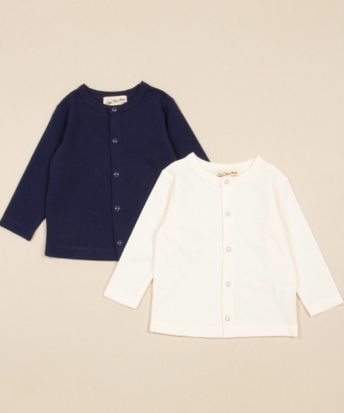 Love&Peace&Money（ラブアンドピースアンドマネー）の「ミニ裏毛カーディガン（カーディガン/ボレロ・キッズ・ネイビー/キナリ・80ｃｍ/130cm/90cm/120cm/100cm/110cm）」の4枚目の写真