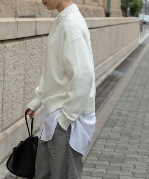 FORK&SPOON（フォークアンドスプーン）の「FORK&SPOON　Winona Knitsプルオーバー（ニット/セーター・レディース・ブルー/オートミール・1）」の4枚目の写真