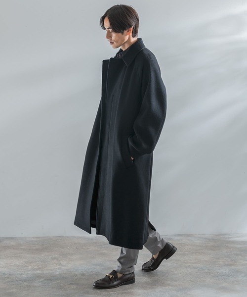 セール】両面ビーバーベルテッドオーバーコート（ステンカラーコート