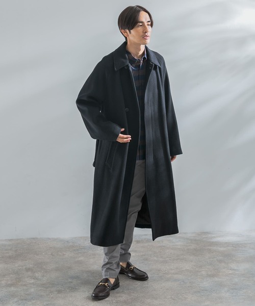 セール】両面ビーバーベルテッドオーバーコート（ステンカラーコート