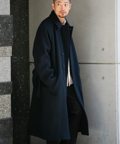 セール】両面ビーバーベルテッドオーバーコート（ステンカラーコート