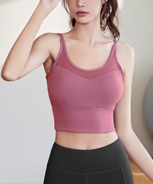 SAISON DE PAPILLON | メッシュ切替カップ付きスポーツブラ(スポーツブラ)