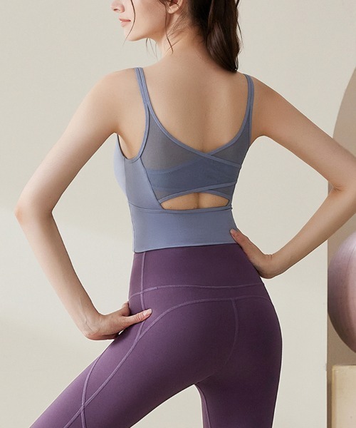 SAISON DE PAPILLON（セゾンドパピヨン）の「メッシュ切替カップ付きスポーツブラ（スポーツブラ・レディース・ブラック/ピンク/ネイビー/ブルー・XL/M/L）」の20枚目の写真